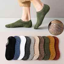 Towel bottom boat socks for men and women sports autumn and winter thickened shallow mouth invisible socks silicone non-slip non-falling cotton socks