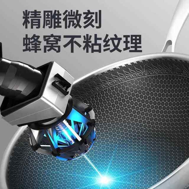 316L stainless steel double-sided wok with low oil smoke, honeycomb flat bottom, non-stick wok, household gas induction cooker pot