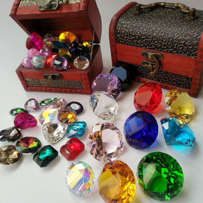 Children's toy girl Crystal Gem colorful Princess Acrylic Plastic Glass fake Diamond treasure box Luminous
