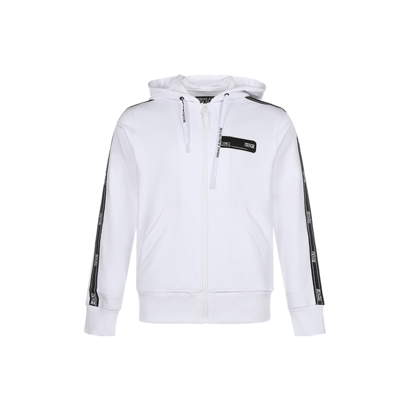 VERSACE JEANS COUTURE 拉链运动连帽开衫卫衣 男款 白色