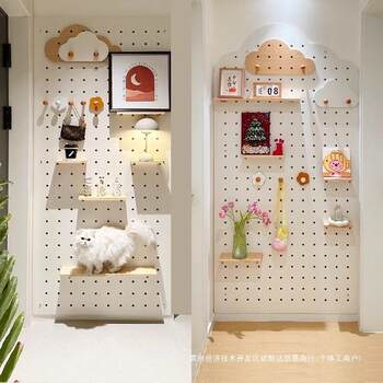 Perforated board custom display rack wooden desktop wall desk storage wall entrance door porch storage shelf board
