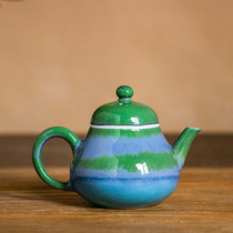 Old porcelain unique kiln treasure teapot 1970s kiln color-changing glaze teapot environmentally friendly tea set tea ceremony gift home use