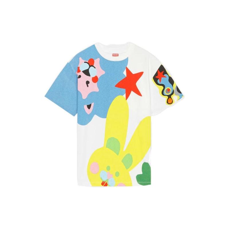 KENZO FW22 动物图案印花圆领短袖T恤 女款 白色