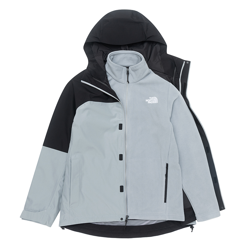 The North Face北面摇粒绒三合一冲锋衣男硬壳防水防风抓绒内胆