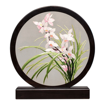 Suzhou embroidery pure hand embroidery purple sandalwood double-sided embroidery ornament Orchid Grass creative Chinese style craft ornament