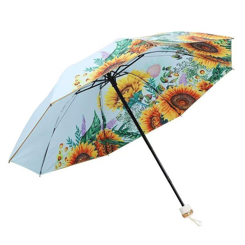 The New Direct-Selling Model Won First Prize in the Competition: a Double-Layer Black Vinyl Sunflower Umbrella, Dual-Purpose for Sun and Rain, with Double-Sided Printing for Women, and Sun Protection The New Direct-Selling Model Won First Prize in the Competition: a Double-Layer Black Vinyl Sunflower Umbrella, Dual-Purpose for Sun and Rain, with Double-Sided Printing for Women, and Sun Protection