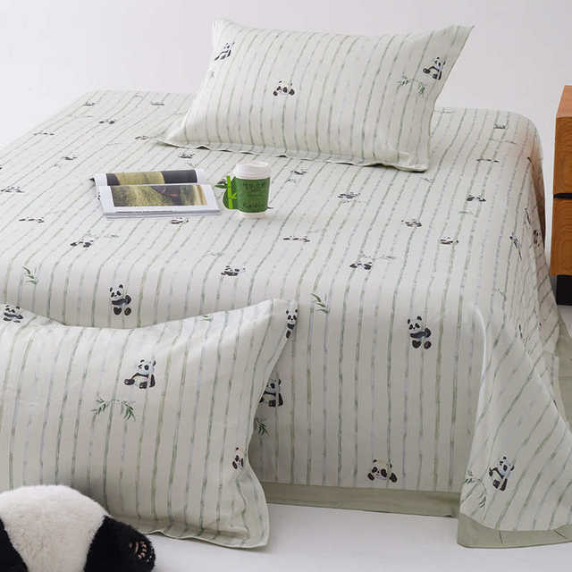 Summer Tianshi Bamboo Fiber Cool Mat Three-piece Set Ice Silk Bed Sheet Cute Panda Air Conditioning Seat Washable Soft Mat