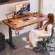 Solid wood electric lift table computer desk bedroom lift e-sports table home standing study office workbench