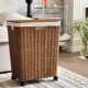 American-style dirty laundry basket household high-value light luxury dirty laundry storage basket with lid cart bedroom imitation rattan laundry basket
