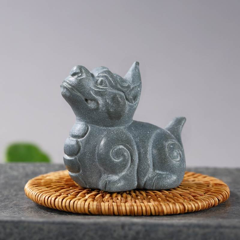 Boutique tea pet ornaments blue stone stone carving craft gifts ornaments creative handle pieces