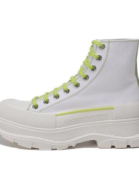 Alexander McQueen Tread Slick 系带厚底短靴 白色