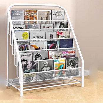 Children's bookshelf floor-standing shelf household picture book shelf tableside book storage multi-layer iron art simple small bookcase