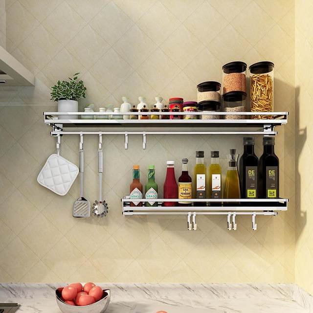 Seasoning storage rack on the kitchen without punching wall 304 stainless steel wall-mounted soy sauce bottle storage rack