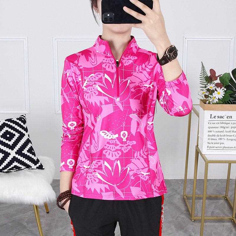 New Direct-Selling Outdoor Long-Sleeved Casual Sports Quick-Drying Clothing Patterned T-Shirt for Women, Long-Sleeved Hiking Quick-Drying Breathable Sweat-Wicking Clothing
