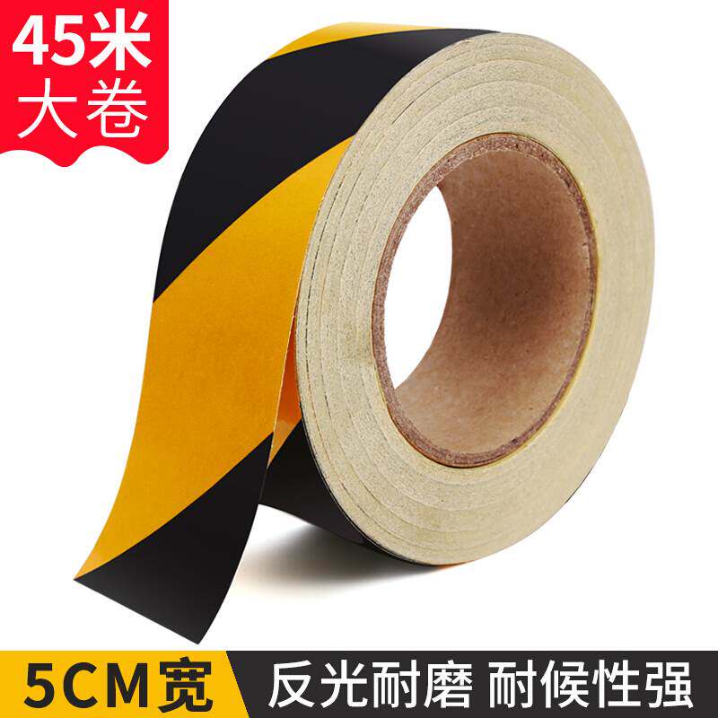 Anecdox Black Yellow Twill Stripes Reflective Strips Caution Tape Width 5cm Long 45 m Fire alarm Cordon Isolation with ID