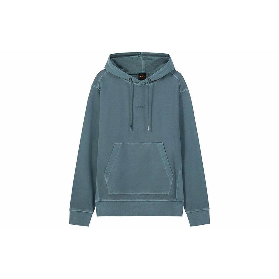 HUGO BOSS SS23 纯色Logo字母印花套头卫衣 男款 深豆绿色