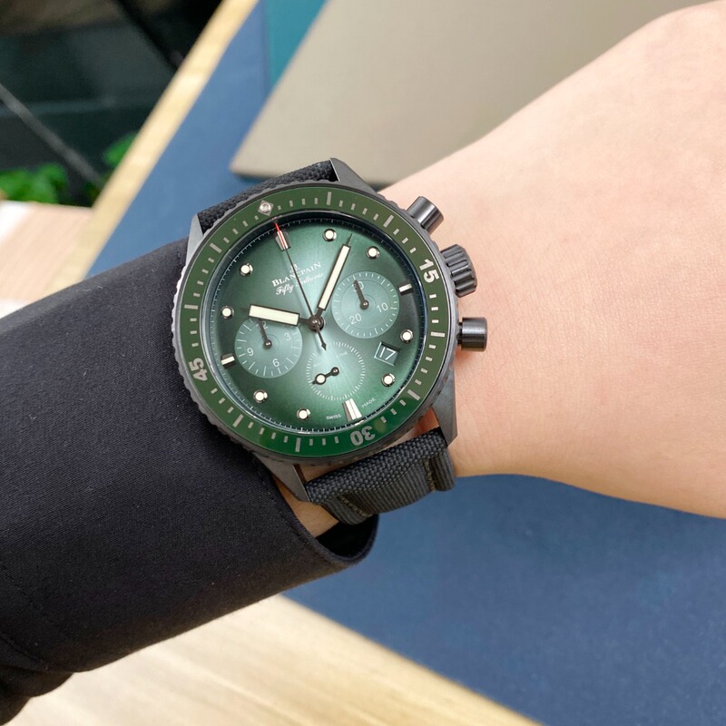 Full Set [9.8 New] Blancpain Fifty Fathoms Series Aurora Green Automatic Mechanical Men's Watch 5200-0153-B52A