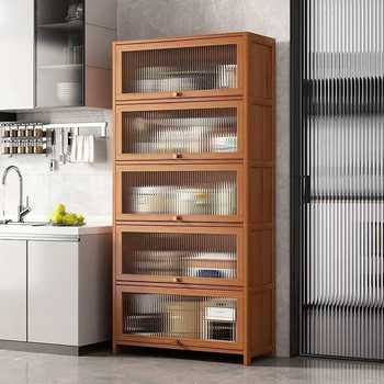 Kitchen storage rack storage cabinet multi-layer multi-functional microwave oven seasoning supplies bowls, dish, pot floor-to-ceiling sideboard