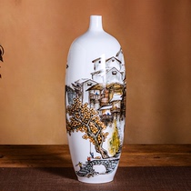 Heavy industry landscape ceramic vase master hand-painted living room flower arrangement beautiful decoration entrance study light luxury home furnishings