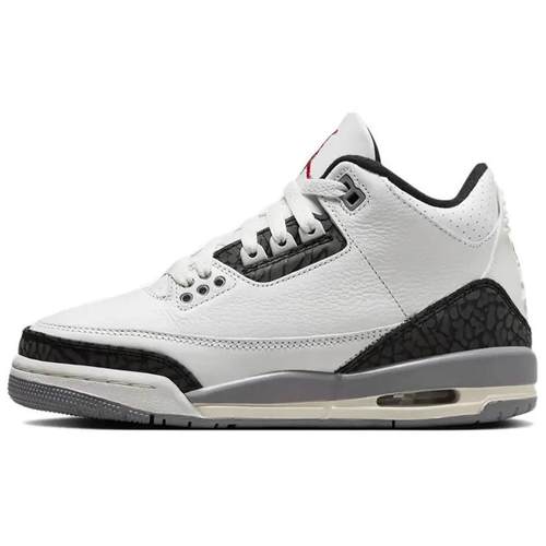 Jordan Air Jordan 3 皮革 舒适百搭 复古  中帮 儿童篮球鞋 白色