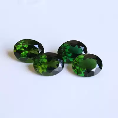 A total of 4 49 carats four natural chrome tourmaline bare stone oval ring surface is clean and fire color is good