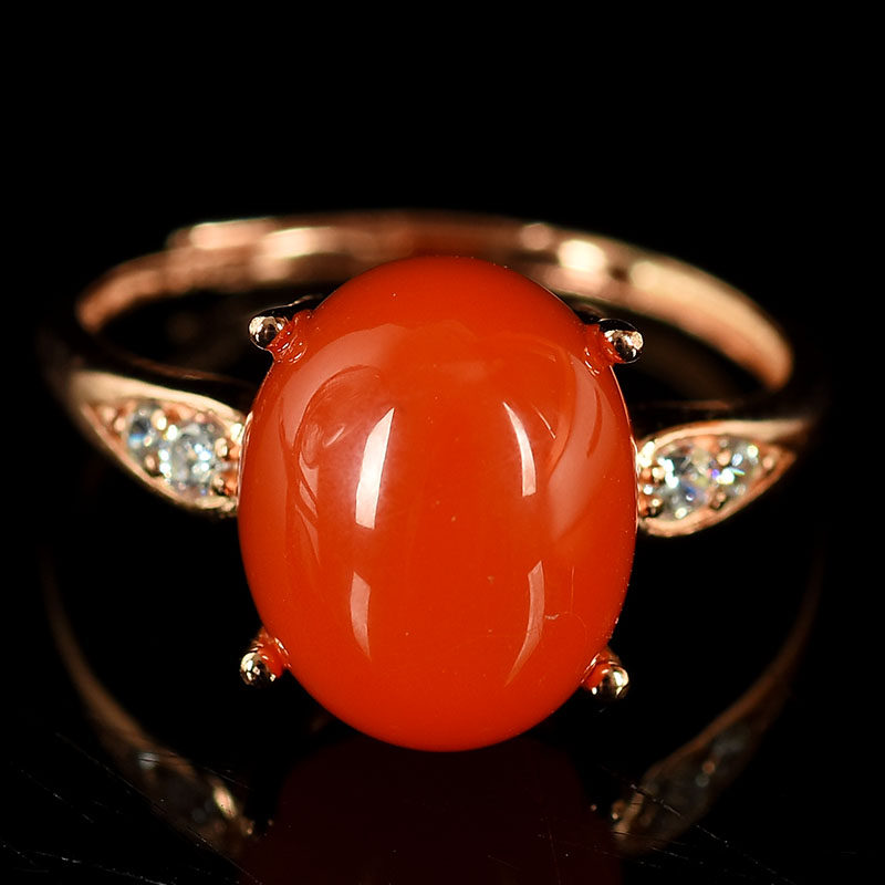 2 36 gr RINGS FINE SOUTH RED AGATE S925 INLAID RING ADJUSTABLE