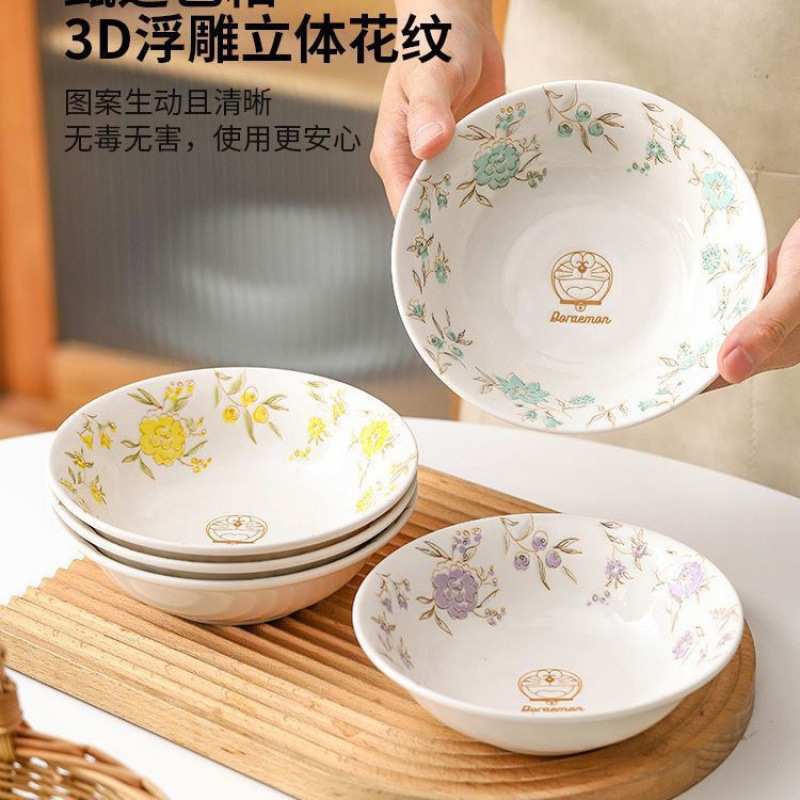 Doraemon Creative Ceramic Tableware Set Household Dish Plate Deep Plate Cute Rice Bowl Salad Bowl ins Garden Doraemon Creative Ceramic Tableware Set Household Dish Plate Deep Plate Cute Rice Bowl Salad Bowl ins Garden