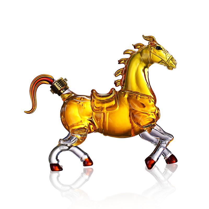 Twelve zodiac horse shape bubble wine bottle transparent wine container high borosilicate glass empty wine bottle hollow zodiac bubble wine bottle