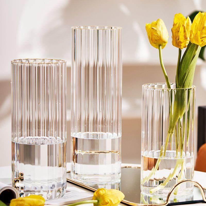 Scandinavian Simple Creative Barrier-Free Luxury Transparent Vase with Water Rising Richly in It, Bamboo Lily Glass
