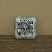 XH0978 Old Tibetan White Copper Bamboo Jewelry Box