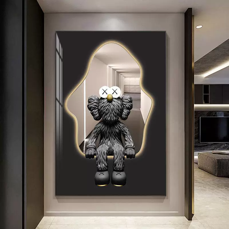 [kaws玄关挂画 画网红轻奢装饰画 画直播间卧室暴力熊客厅沙发背景]