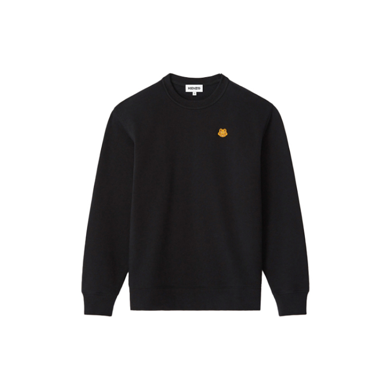 KENZO SS21 小虎头徽标刺绣图案圆领长袖卫衣 女款 黑色