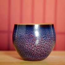 Jun porcelain tea cup full glaze fired by Zhou Songjian master of Chinese ceramic craftsman inheritor of intangible cultural heritage