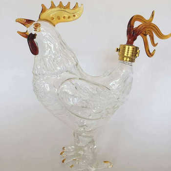 Glass bubble wine bottle, sealed liquor bottle, household glass zodiac chicken liquor bottle, empty bottle, glass bubble wine bottle