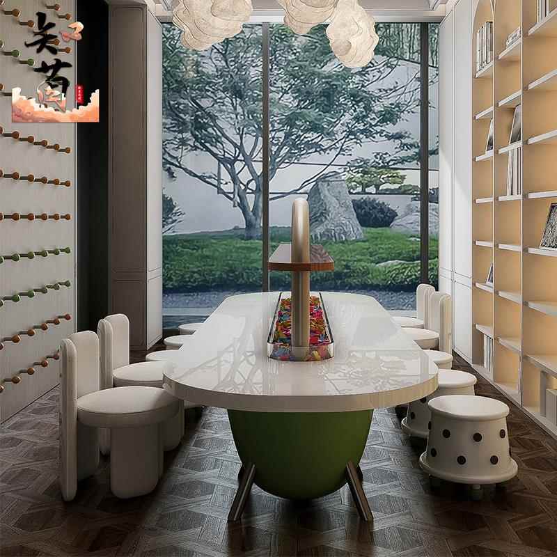 Children's tables and chairs on the elevated floor of the sales department, hotel, high-end community bookstore, reading area, handmade painting table, study table
