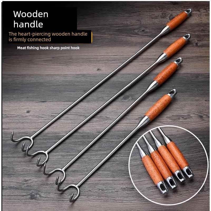 Long Handle Stainless Steel Hook for Picking up Braised Meat, Iron Hook for Hanging Furnace, Wooden Handle Hook for Picking up Trash, Mushroom Picking Hook, Meat Hook Long Handle Stainless Steel Hook for Picking up Braised Meat, Iron Hook for Hanging Furnace, Wooden Handle Hook for Picking up Trash, Mushroom Picking Hook, Meat Hook