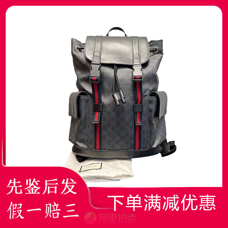 [98 New] Gucci Gucci Monogram Black and Gray Large Capacity Backpack School Bag for Men and Women Genuine