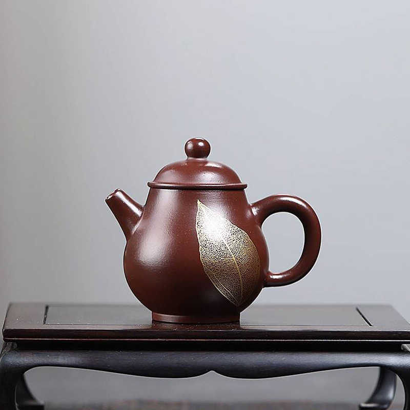 急須・汪寅仙製款・古紅泥彫・壽桃茶壺・容量450cc』極細工・骨董品