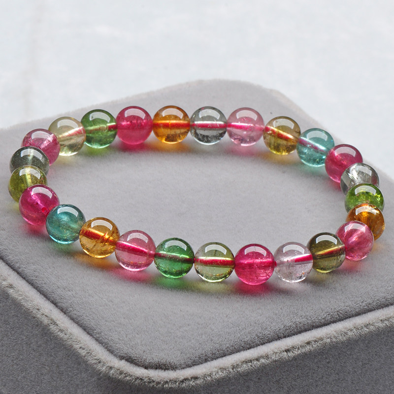 Weight 16 88 grams Beads 7 5 mm Brazilian tourmaline candy color bracelet 50217