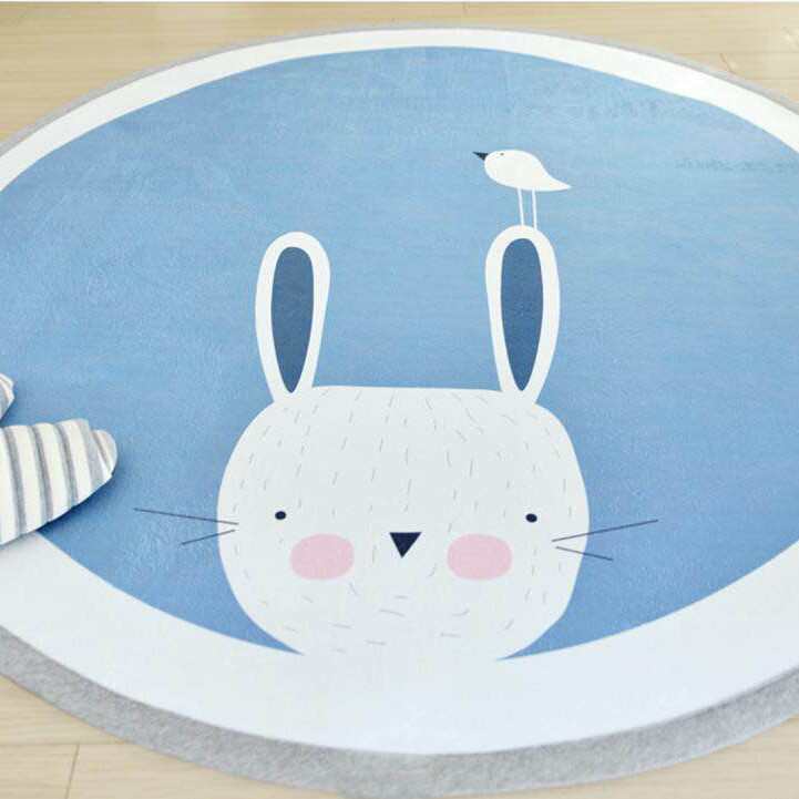INS letter bear face rabbit round thickened non-slip carpet floor mat children's game mat tent bed curtain floor mat