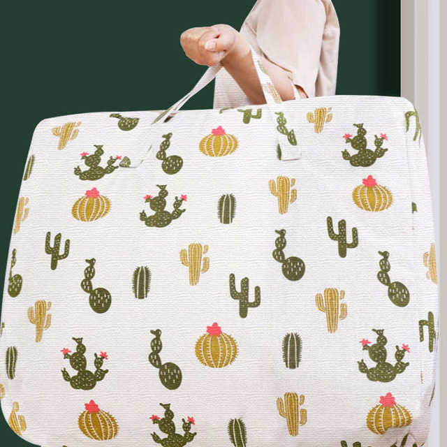 Quilt storage bag cotton linen zipper moving luggage bag thickened extra-large clothing finishing large capacity dustproof