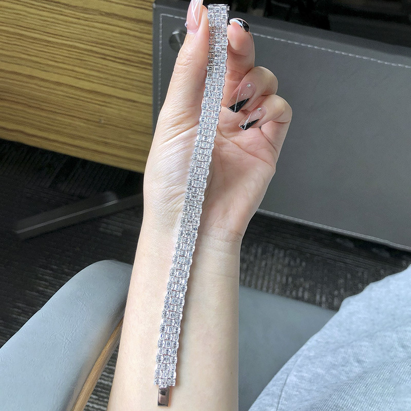 Diamonds Total 19.03 Carats, D-E Color, Vs Clarity, 18K Gold, Full Diamond Emerald Diamond Bracelet, Same Style for Men and Women