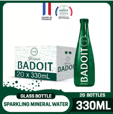 Badoit Sparkling Natural Mineral Water Glass Bottle 20 x 330ml