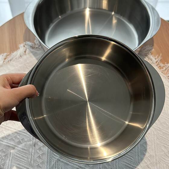 Thickened 304 Stainless Steel Hot Pot Bowl for Home Use, Suitable for Induction Cooker, Fruit Plate, Snack Bowl 20cm