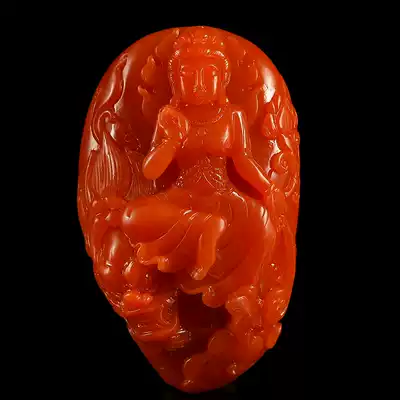 232 26 grams (collection of original mine Baoshan Daquigou persimmon red) Sugong fine carved South Red Agate Buddha statue ornaments