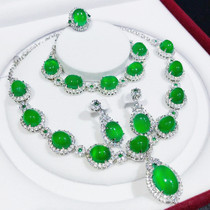 Leak Sun Green Ice Bottom Glass Egg Noodle Jewelry Set Luxurious Graduation Dinner Collection