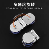 304 stainless steel deli hinge small glass door double-sided window hinge no hole opening glass hinge no punching