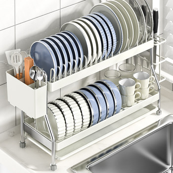 Kitchen dish storage rack narrow stainless steel storage rack multi-functional bowl rack bowl chopstick storage box bowl and plate drain rack