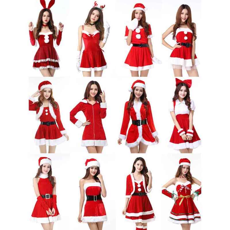 Sexy Bunny Girl Cosplay Christmas Costume Women's Christmas Themed Clothes Dress Santa Claus Outfit