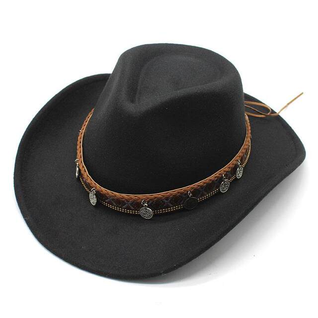 American Retro Western Cowboy Hat for Men, Ethnic Style Jazz Hat, Large Brim British Knight Hat, Melard Photo Prop